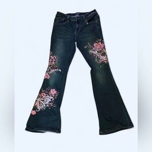 Hot Topic Floral Embellished Bootcut Jeans - Size 9